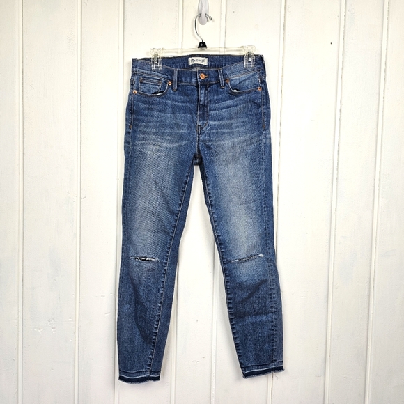 Madewell High Riser Skinny Distressed Ankle Denim Jeans sz 29 - Picture 1 of 9